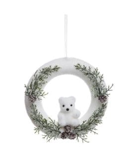 Couronne De Noël Effet Givré Et Décorée D 22 Cm