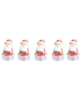 Lot De 5 Bougies Décorées Noël H 5.6 Cm