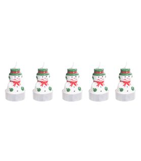 Lot De 5 Bougies Décorées Noël H 5.6 Cm