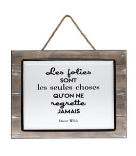 Plaque Décorative En Bois Et Métal Céramique Avec Citation 40 X 30 Cm