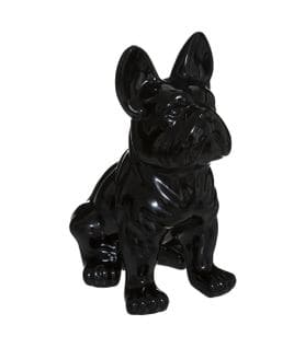 Objet Décoratif Bulldog En Céramique Noir H 22 Cm