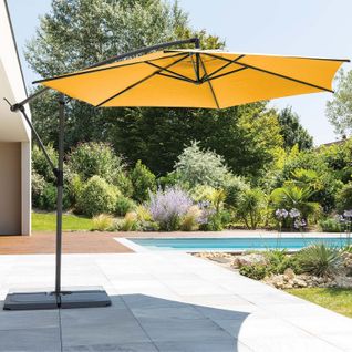 Parasol Décentré Rond Manoa Jaune Moutarde Hespéride - Jaune Moutarde