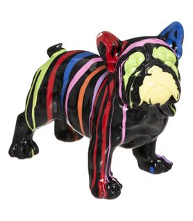 Chien Décoratif En Résine Noire Et Peint Trash L 34 Cm