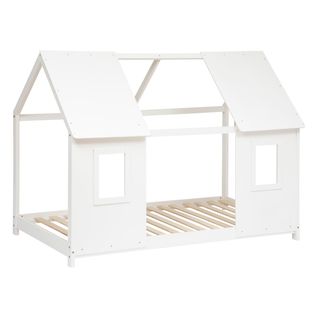 Lit Cabane Fenêtre Maison Du Bonheur Blanc 90x190 Cm - Laïba Kids