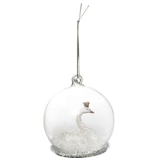 Boule De Noël En Verre "polaire" 8cm Blanc
