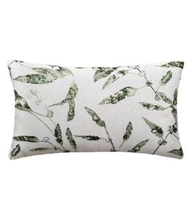 Coussin Déhoussable Jacquard Feuilles Vert Cèdre 30 X 50 Cm