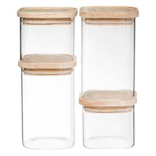 Lot De 4 Bocaux "empilables" 15cm Transparent