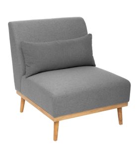 Fauteuil En Tissu Gris Galet Et Pieds En Bois D'hévéa