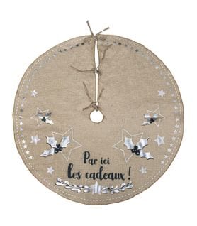 Déco De Noël Tapis Pour Pied De Sapin En Jute Imprimée  D 90 Cm