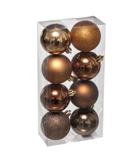 Déco De Sapin Lot De 8 Boules De Noël D 7 Cm - Bronze Et Marron