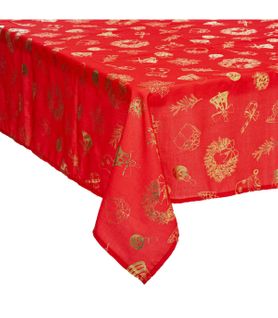 Nappe Rouge Imprimé Or 140 X 360 Cm