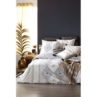 Parure De Lit 2 Personnes 240 X 220 Cm Housse De Couette Avec 2 Taies Imprimé Oasis