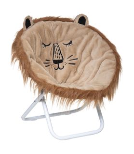 Fauteuil Lion Pour Enfant En Tissu Marron Et Beige