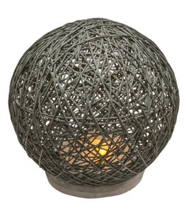 Lampe à Poser Boule Grise Sur Socle Ciment D 18 Cm