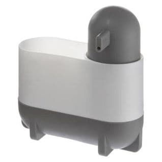 Distributeur De Savon et Porte Éponge "push" 18cm Blanc