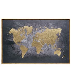 Tableau Toile Murale Encadrée Imprimée Carte Du Monde 88 X 58 Cm