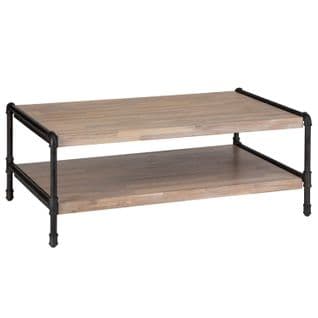 Table Basse Design Bois Et Métal Industriel Siam - L. 120 X H. 40 Cm - Noir