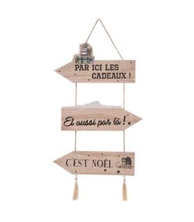 Déco De Noël Pancarte En Bois à Suspendre H 50 Cm