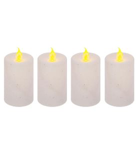 Lot De 4 Bougies Lumineuses Blanc Pailleté H 7.5 Cm