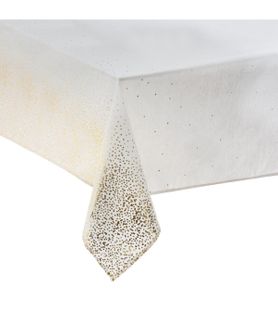 Nappe En Coton Et Polyester Blanc Imprimé Léopard Doré 140 X 360 Cm