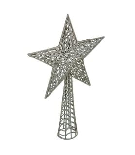 Déco Sapin De Noël Cimier Étoile Argent Pailleté