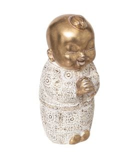 Objet Décoratif Statue Bouddha Enfant En Résine Or H 20 Cm