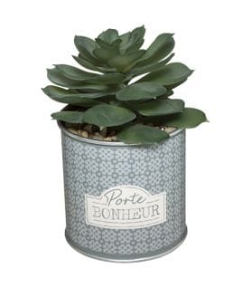 Plante Artificielle Pot En Zinc Avec Message H 16 Cm