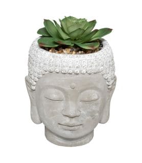 Plante Artificielle Pot Bouddha En Ciment D 13,5 X H 18 Cm