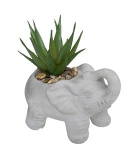 Plante Grasse Artificielle Dans Pot En Ciment Éléphant H 10 Cm