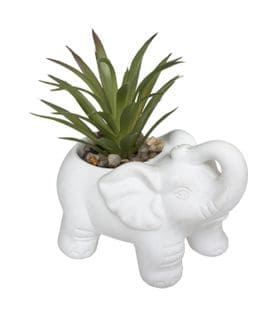 Plante Grasse Artificielle Dans Pot En Ciment Éléphant H 10 Cm