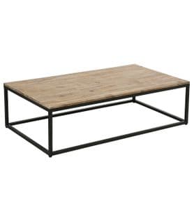 Table Basse Style Industriel En Bois D' Acacia Et Métal Noir 115 X 65 X H 32.5 Cm