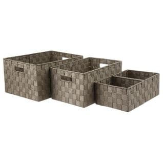 Lot De 4 Paniers De Rangement "déco" 38cm Taupe