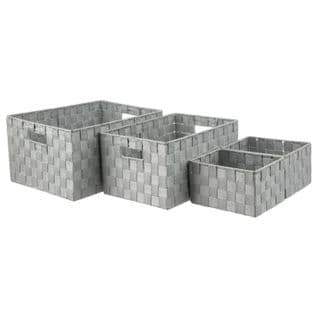 Lot De 4 Paniers De Rangement "déco" 38cm Gris