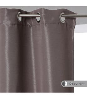 Rideau Occultant Taupe En Satin 140x260