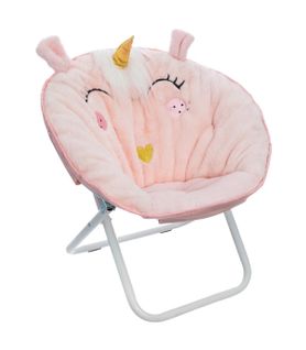 Fauteuil Licorne Pour Enfant En Tissu Rose Clair