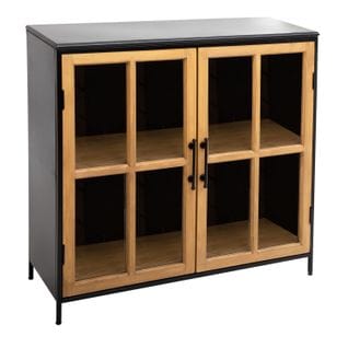 Buffet Vitré Design En Métal Baris - L. 102 X H. 101 Cm - Noir