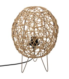 Lampe à Poser Corde Naturel Pied En Métal  D 26 Cm