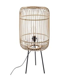 Lampadaire En Bambou Trépied En Métal H 73.5 Cm