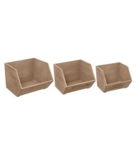 Lot De 3 Caisses De Rangement Cagettes En Bois Naturel