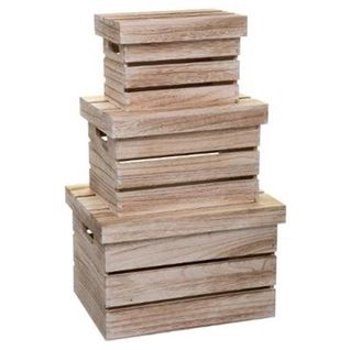 Lot De 3 Boîtes De Rangement "warm" 38cm Naturel