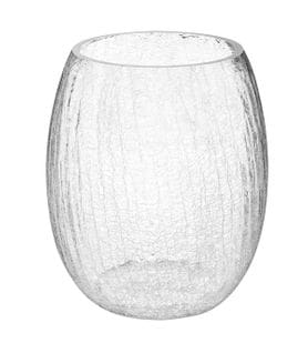 Vase Rond En Verre Craquelé H 28 Cm