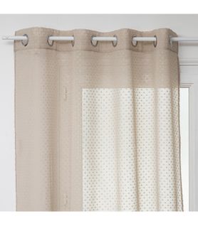 Voilage Jacquard Carré Beige Lin 140 X 240 Cm