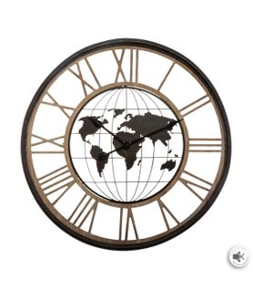 Grande Pendule Murale Silencieuse En Métal Décor Map Monde D 67 Cm