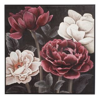 Toile fleurs noires 58x58 cm  Multicouleur