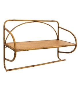 Étagère Murale En Bois Et Métal Aspect Bambou 52 X 31 Cm