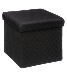 2 En 1 Pouf Et Coffre De Rangement Noir 31 X 31 Cm