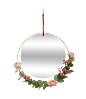 Miroir à Suspendre Avec Décoration Florale D 33 Cm