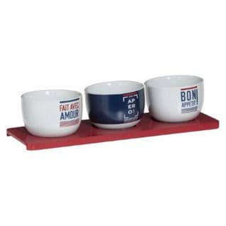 Set Apéritif 4 Pièces "french" 27cm Blanc Et Bleu