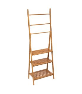 Étagère De Rangement 3 Niveaux Avec Porte-serviette En Bambou H 152 Cm