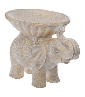 Objet Décoratif Éléphant En Magnésie Effet Blanchi H 30 Cm